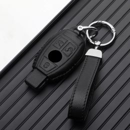 Leather Car Key Case Remote Cover Shell Bag Holder Fob For Mercedes Benz A B C E S Class S400L CLA CLS GLC GLE GLS EQE EQS AMG