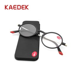 Sunglasses KAEDEK Thin Frame Rectangular Frames Tr90 Reading Glasses Aluminium Magnetic Case Folding Presbyopic Eyeglasse 1 1 5 2 2 5 3 324e