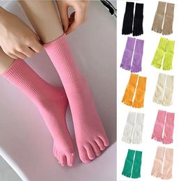 Women Socks Five-finger Sports Hosiery Ankle FashionCasual Candy Color Breathable Sweat-absorbing Split-toe