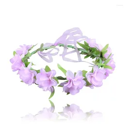 Decorative Flowers Leaf Flower Crown Garland Seaside Holiday Fabric Headdress Hair Band Children Wreath With Artificial Ribbon Decoration