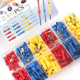 240PCS/Boxed Mixed pack Assorted Insulated Bullet/spade Butt Crimp Terminals Set Electrical Wire Connector Blue Yellow Red