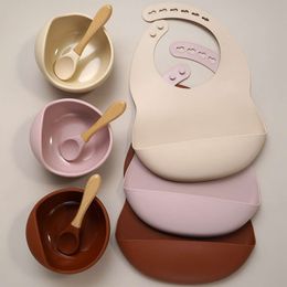 Muslinlife Newborn Silicone Feeding Tableware Waterproof Baby Bibs For Toddler Breakfast Feedings L2405