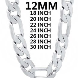 solid 925 Sterling Silver necklace for men classic 12MM Cuban chain 18-30 inches Charm high quality Fashion Jewellery wedding 220209 244g