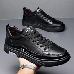 Casual Shoes High Quality Brand Massage Soles Sports Men's Genuine Leather Thick Conference Business