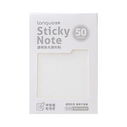 50 Pages/book Simple Transparent Pearlescent Sticky Notes Writable Quick-drying N-times Posted Creative DIY Decor Stationery