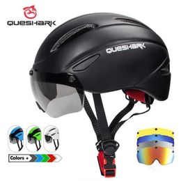 Cycling Helmets QUESHARK men are women who can drive a bicycle MTB motorcycle with yellow-coloured lens security QE107 Q240524