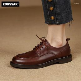 Casual Shoes 2024 Spring Brand Women Flat Fashion Retro Buckle Round Toe Lace Up Loafers Soft Sole British Style Oxford