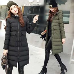 Women's Trench Coats Ladies Fashion Winter Coat Women Down Cotton Hooded Jacket Woman Casual Warm Outerwear Jackets Female Girls Black