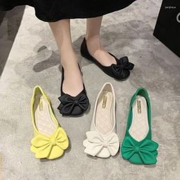 Casual Shoes SLTNX Female Green Bow Comfortable Soft Sole Easy To Match With Shallow Flats Gentle Pregnant Woman Mom Bean