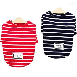 Dog Apparel Strips Pet Hoodies Clothes For Clothing Puppy Cat Sweatshirt Small Dogs Chihuahua Navy Red O-Neck Bottoming Shirt XL