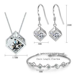 XIYANIKE Silver Color 2019 Simple Geometric Square Love Wedding Jewelry Sets High Quality For Women Bride Gift NE+EA+BR