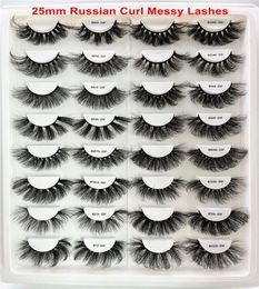 25mm Russian Volume Eyelashes Extension Reusable Fluffy Thick Messy Full Strip Lash Dramatic 3D Fluffy Faux Mink Lashes7630945