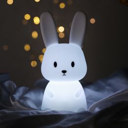 Cute Silicone Night Light Rabbit Whale Cat Touch Sensor Rechargeable Bedroom Bedside Lamp For Kids Baby Gift