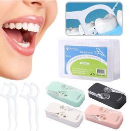 1PC Plastic Automatic Portable Teeth Floss Storage Box Floss Pick Dispenser Convenient Practical Great For Travelling Camping