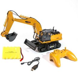 Diecast Model Cars HOT-HUINA 1 16 11 Channel Full Function Remote Control Excavator Construction Tractor Excavator Toy with 2.4Ghztransmitter S545210