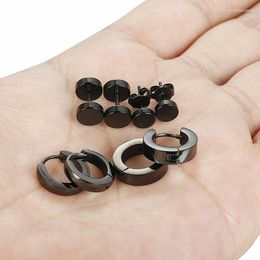 Stud Earrings 1 Set 4 Pair Different Types Shape Unisex Black Colour Stainless Steel Piercing Earring For Women Men Punk Gothic Barbell
