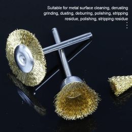 NINDEJIN 3/10pcs Brass Wire Brush Polishing Wheels for Dremel Rotary Tools Cleaning Deburring