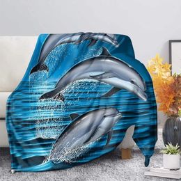 Blankets Sea Animal Print Couch/sofa Throw Blanket 3D Dolphin Pattern Keep Warm Kneep Cover Bedroom Decoration Bedspread