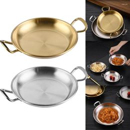 Pans Stainless Steel Double-eared Snack Tray Steak Alcohol Pot Work Non Stick Frying Saute Small Cooking