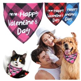 Dog Collars Valentine's Day Pet Scarf Towel Single Layer Cotton Plaid Love