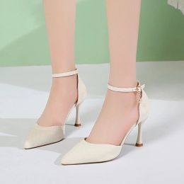 Rimocy Ankle Strap Stiletto Heels Pumps for Women Sexy Super High Heel Party Shoes Woman Pointed Toe Pearl Elegant Zapato Mujer