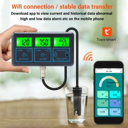Tuya WiFi 7in1 Water Quality Tester Water Analyzer PH/ORP/EC/PPM/CF/Humidity/Temperature Monitor Water Quality Detector PH Metre