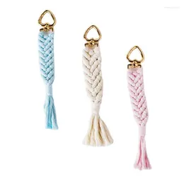 Keychains 3Pcs Bohemian Tassel Love Keychain For Women Macrame Braided Pendant Backpack Ornament