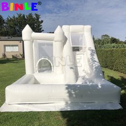 white inflatable bouncy house bouncing castle jumping wedding tent jumper bouncer combo with pool and slide for kids birthday party events