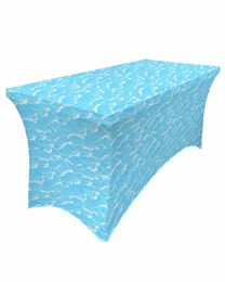 Table Skirt Ocean Abstract Waves Summer Elastic Wedding El Birthday Cover Buffet Tablecloth Decor