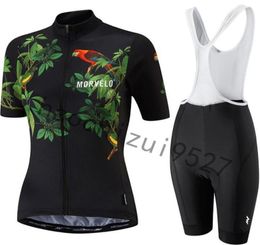 2020 New Morvelo Short Sleeves Cycling Jersey Set Summer Women Mtb Bicycle Clothing 9d Gel Pad Bib Shorts Bike Clothes Sets Sp8341413