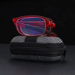 TR90 Folding Reading Glasses Women Men Portable Square Presbyopia Eyeglasses with Case Unisex Lightweight Reader Eyewear