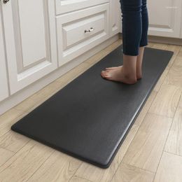 Carpets Thicker PVC Kitchen Mat Waterproof Floor Anti Fatigue Oil PU Leather Carpet Slip Doormat Bedroom Rug Black