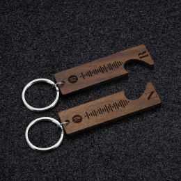 Couple Music Gift Keychain Personalised Spotify Code Keychains Custom Music Spotify Scan Code Key Chain Engrave Wooden Key Ring