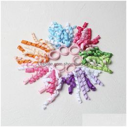 Hair Accessories Rainbow Curly Elastic Band Color Headband Parent-Child Hairband Baby Girls Roll Flower Headdresses Drop Delivery Kids Dhyal