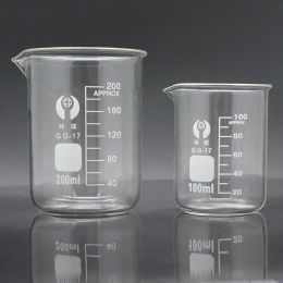 50/100/25/250ml/150ml/200ml G3.3 Borosilicate Glass Low Form Beaker Chemistry Lab Heavy Wall Heat-resist Scaled Measuring Cup