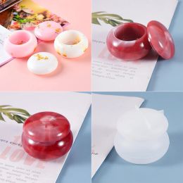 Pudding Jar Storage Bottle Silicone Resin Mould with Lid Candle Holder Box Mould Epoxy Casting Resin Mould