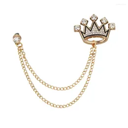 Brooches Korean Fashion Metal Crown For Women Crystal Musical Note Tassel Chain Pins Men Shirt Suit Corsage Jewellery Accessories