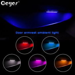 Ceyes 4pcs Car Ambient Inner Door Bowl Light Decorative Lights handle LED Armrest Atmosphere Light Strip Auto Handrail Light