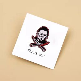 High Quality Michael Myers Enamel Pin Mask Killer Horror Brooch Halloween Punk Badge Clothes Backpack Pin Anime Accessories