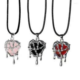 Chains Gothic Heart Pendant Necklace For Women Men Vintage Hollow Crystal Love Choker Clavicle Chain Halloween Aesthetic