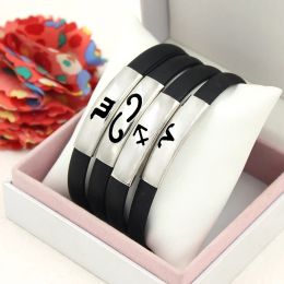 Twelve Zodiac Black Silicone Bangle Stainless Steel Constellations Horoscope design Wrap bracelets For women and men couple Jewelry ZZ
