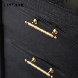 Solid Brass Cabinet Round Knobs Cupboard Handles Furniture Hardware Light Luxury Drawer Long Pull Kitchen Accessories