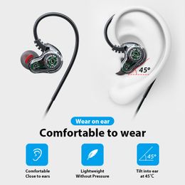 Original Quad-Core Headset 9D Surround Bass 3.5MM In-Ear Earphone Noise Cancelling Earbuds Dual Dynamic Headphones with HD Mic KZ