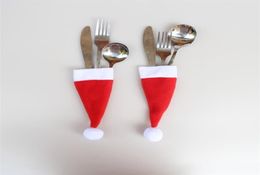 Santa Claus Christmas Mini Hat Indoor Dinner Spoon Forks Decorations Ornaments Xmas Craft Supply Party Favour Navidad6289464