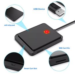 Portable USB 2.0 Smart Card Reader DNIE ATM CAC IC ID Bank Card SIM Card Cloner Connector Black White Color for Windows Linux