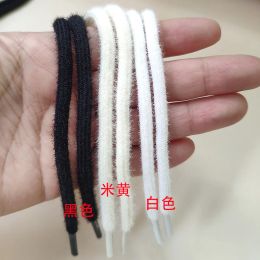 1 Pair 8mm White Black Hairy Soft Shoes Laces 120/140cm High-top Low-top Canvas Round Shoelaces Accessories