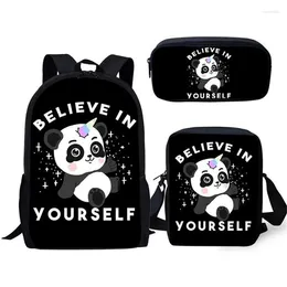 Backpack Harajuku Funny Panda 3pcs/Set 3D Print School Student Bookbag Travel Laptop Daypack Shoulder Bag Pencil Case