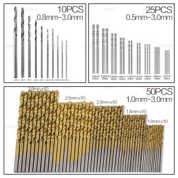 STONEGO 10/25/50Pcs HSS Steel Cobalt Mini Twist Drill Bit Set Straight Shank Hole Opener Power Drilling Punching Tools