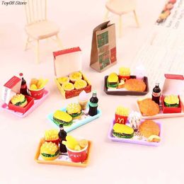 Kitchens Play Food 1 set of mini doll house hamburger cola cup fast food doll house kitchen ice accessories toys d240525