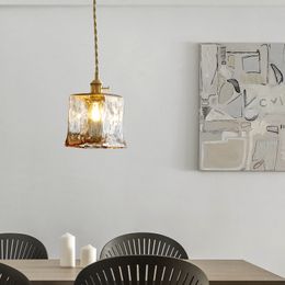 Nordic Retro Copper Glass Lampa Lampa LED do jadalni Kuchnia Kuchnia salon Sypialnia Sufit żyrandol E27 Wiszące światło
